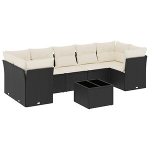 vidaXL Salon de jardin 8 Pièces avec coussins noir résine tressée