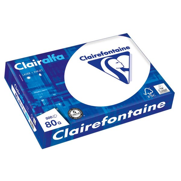 Papier A4 blanc 80g Clairalfa - Ramette de 500 feuilles (boîte 5 x 500 feuilles)
