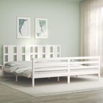 vidaXL Cadre de lit avec tête de lit blanc 200x200 cm bois massif
