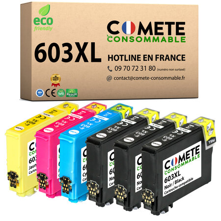 COMETE  Marque Française - 603XL - 6 Cartouches d'encre Compatibles Epson 603 XL Etoile de Mer - pour Cartouche epson XP 2100 XP 2105 (3 Noirs 1 Cyan 1 Magenta 1 Jaune)-Livraison Gratuite