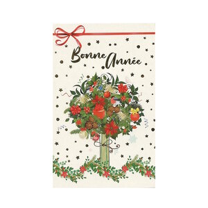 Carte De Voeux - 5 Cartes Bonne Année Bouquet de Noël Décor Brillant