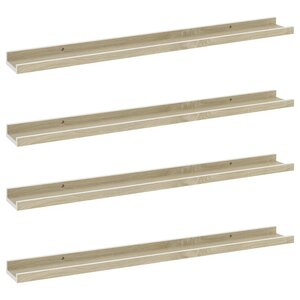 vidaXL Étagères murales 4 Pièces blanc et chêne sonoma 80x9x3 cm