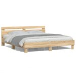 vidaXL Cadre de lit avec tête de lit et LED chêne sonoma 160x200 cm