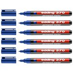 Marqueur Permanent 370 Pointe Fine Bleu 1 mm x 6 EDDING