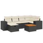 vidaXL Salon de jardin 7 Pièces avec coussins noir résine tressée
