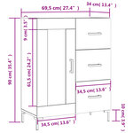 vidaXL Buffet chêne fumé 69 5x34x90 cm bois d'ingénierie