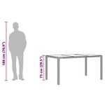 vidaXL Table de jardin avec dessus en verre marron résine tressée