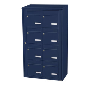 Bloc collectif leabox.com 2x4 grade 3 simple face Extérieur fixation murale Bleu Saphir RAL 5003 finition brillante