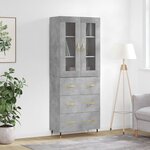 vidaXL Buffet haut Gris béton 69 5x34x180 cm Bois d'ingénierie