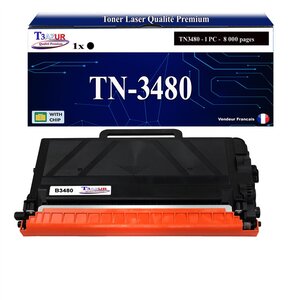 T3AZUR- Toner compatible avec Brother TN3480 TN3430 - 8 000 pages