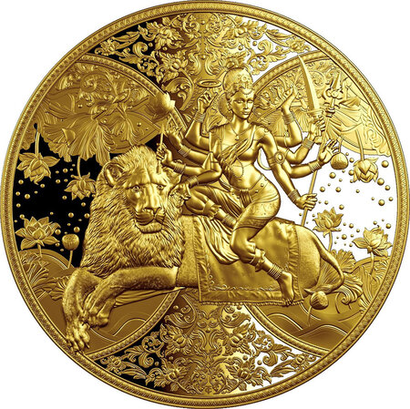 Pièce de monnaie en Or 10000 Francs g 10 Millésime 2023 Hindu Religion DURGA