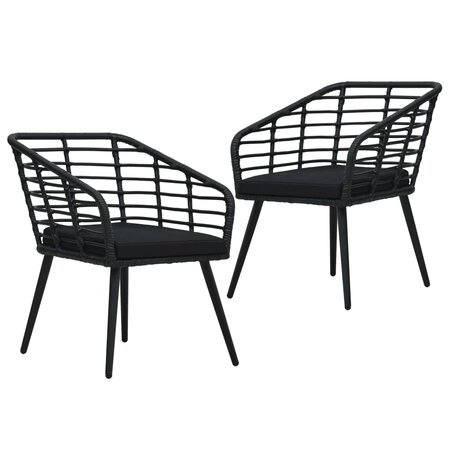 vidaXL Chaises de jardin 2 Pièces avec coussins Résine tressée Noir