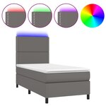 vidaXL Sommier à lattes de lit avec matelas et LED Gris 90x200 cm