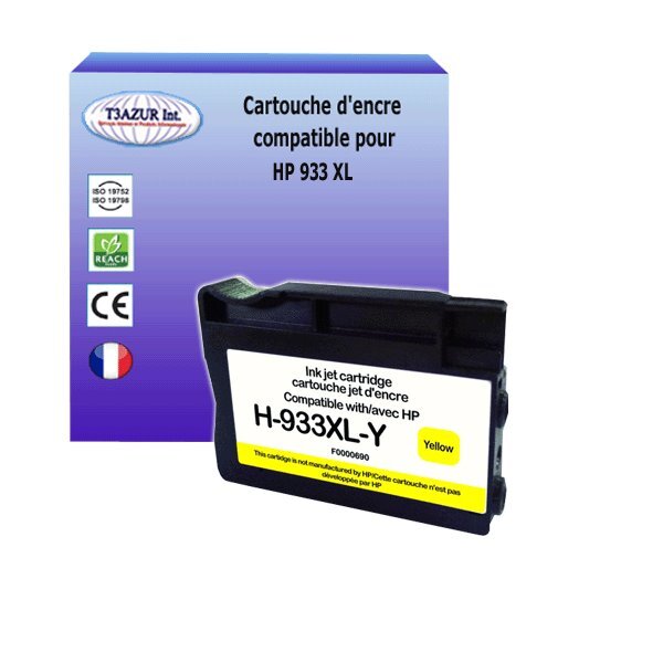 Cartouche compatible avec HP OfficeJet 6100 ePrinter H611a, 6600 remplace HP 933XL Jaune - T3AZUR