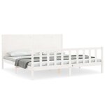 vidaXL Cadre de lit avec tête de lit blanc 200x200 cm bois massif