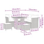 Ensemble de Canapés de Jardin de 8 Pièces avec Coussins en Poly Rattan Noir Acacia