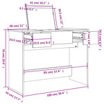 vidaXL Coiffeuse avec miroir sonoma gris 100x45x76 cm