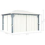 vidaXL Tonnelle avec rideau et lumières LED 4x3 m Crème Aluminium