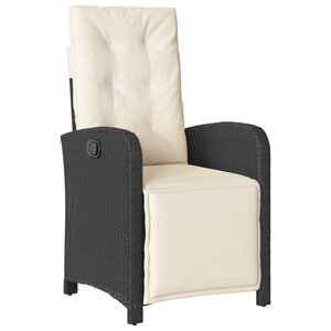 vidaXL Chaise inclinable de jardin et repose-pied noir résine tressée