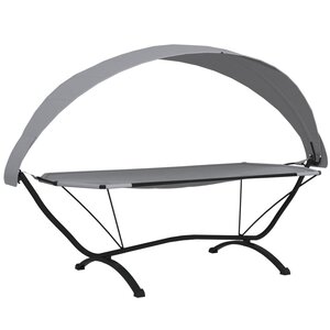 vidaXL Lit de repos d'extérieur avec auvent Gris Acier et tissu Oxford