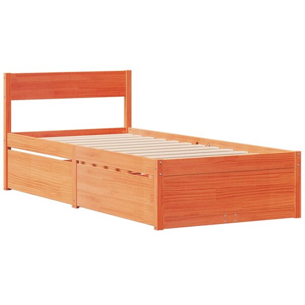 vidaXL Cadre de lit sans matelas cire marron 100x200cm bois pin massif