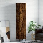 vidaXL Buffet haut Chêne fumé 34 5x34x180 cm Bois d'ingénierie