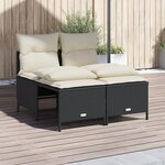 vidaXL Salon de jardin 4 Pièces avec coussins noir résine tressée