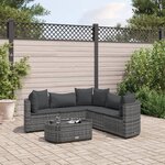 vidaXL Salon de jardin 6 Pièces avec coussins gris résine tressée
