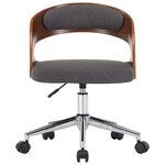 Chaise fauteuil siège pivotante de bureau informatique étude bois courbé et tissu gris 02_0024107