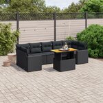vidaXL Salon de jardin 8 Pièces avec coussins noir résine tressée
