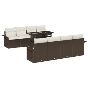 vidaXL Ensemble de canapé de jardin 9 Pièces Marron Poly rotin