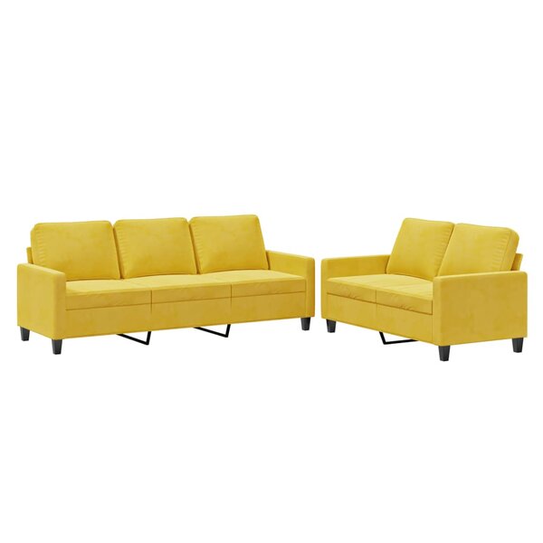 vidaXL Ensemble de canapés 2 Pièces avec coussins Jaune Velours