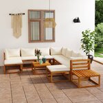 vidaXL Salon de jardin 12 Pièces avec coussin Crème Bois d'acacia solide