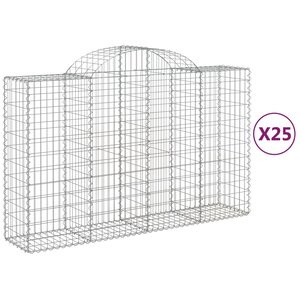 vidaXL Paniers à gabions arqués 25 Pièces 200x50x120/140 cm Fer galvanisé