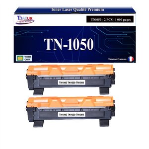 T3AZUR - 2x Toners compatibles avec Brother TN1050 pour Brother DCP1510 DCP1512 DCP1610W DCP1612W - 1 000 pages