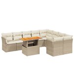 vidaXL Salon de jardin avec coussins 10 Pièces beige résine tressée
