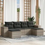 vidaXL Salon de jardin 6 Pièces avec coussins gris clair résine tressée