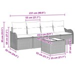 Ensemble de Canapé de Jardin vidaXL 5 Pièces avec Coussins Gris Clair en Rattan Poly