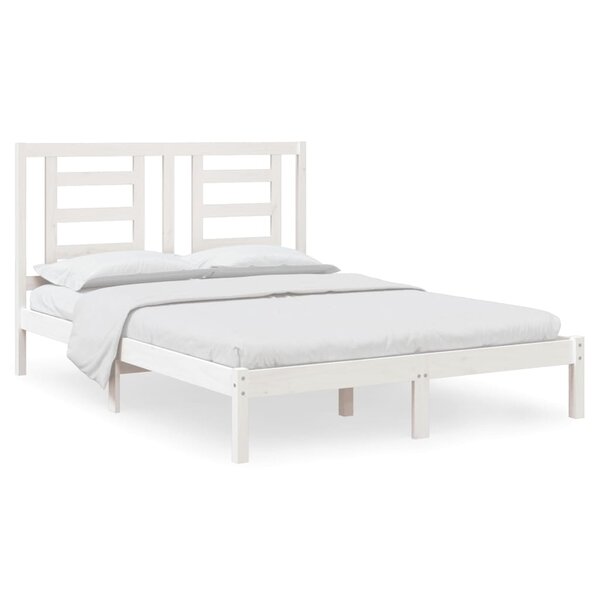 vidaXL Cadre de lit Blanc Bois de pin massif 140x200 cm