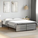 vidaXL Cadre de lit sonoma gris 135x190 cm bois d'ingénierie et métal