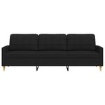 vidaXL Canapé à 3 places Noir 210 cm Tissu