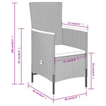 vidaXL Ensemble de salle à manger de jardin avec coussins 3 Pièces Gris