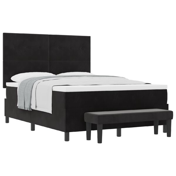 vidaXL Lit à sommier avec matelas & banc noir 140x190 cm velours