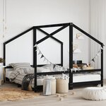 vidaXL Cadre de lit pour enfants noir 2x(90x190) cm bois de pin massif