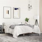 vidaXL Cadre de lit chêne marron 160x200 cm bois d'ingénierie et métal