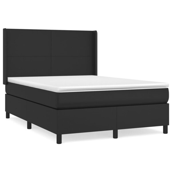 vidaXL Sommier à lattes de lit avec matelas Noir 140x200 cm Similicuir