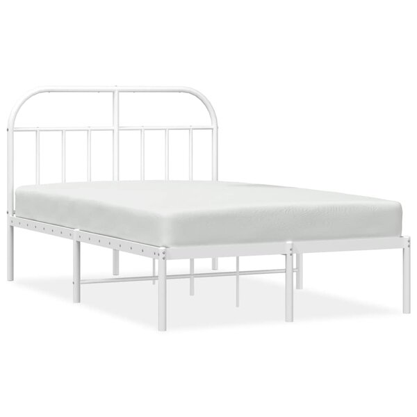 vidaXL Cadre de lit métal avec tête de lit blanc 120x200 cm