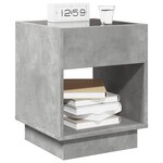 vidaXL Table de chevet avec LED infini gris béton 40x40x50 cm