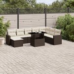 vidaXL Salon de jardin avec coussins 9 Pièces marron résine tressée