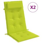 vidaXL Coussins de chaise à dossier haut lot de 2 vert vif